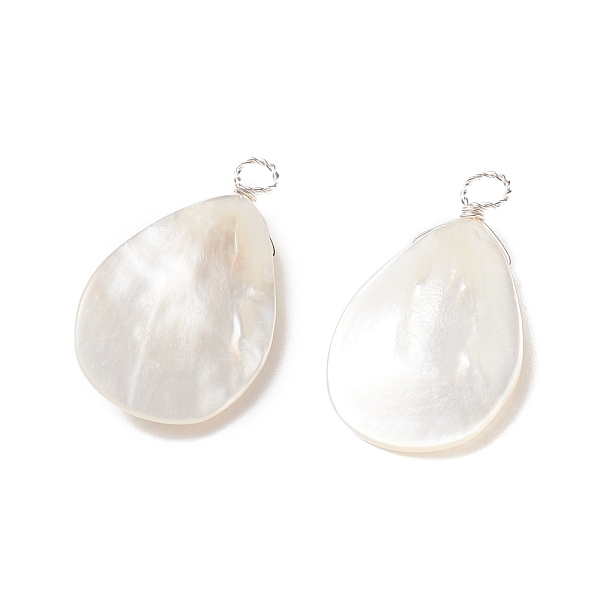 

PandaHall Natural Trochus Shell Copper Wire Pendants, Silver, Teardrop, Old Lace, 31x18x4mm, Hole: 3mm Trochus Shell Teardrop