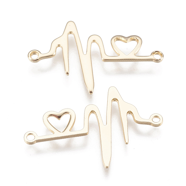 

PandaHall Brass Links, Heartbeat Icon, Nickel Free, Real 18K Gold Plated, 18x27.5x1mm, Hole: 1.5mm Brass Others