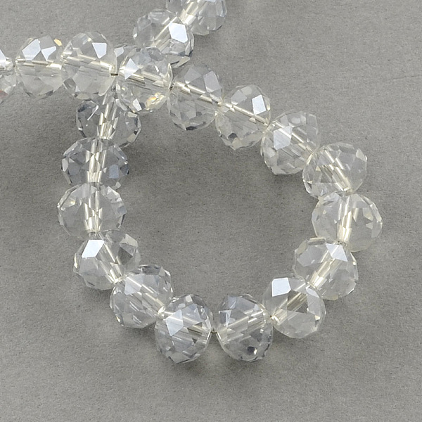 

PandaHall Electroplate Glass Bead Strands, Faceted Rondelle, Gainsboro, 3.5x2.5mm, Hole: 1mm, about 140pcs/strand Glass Rondelle Gray