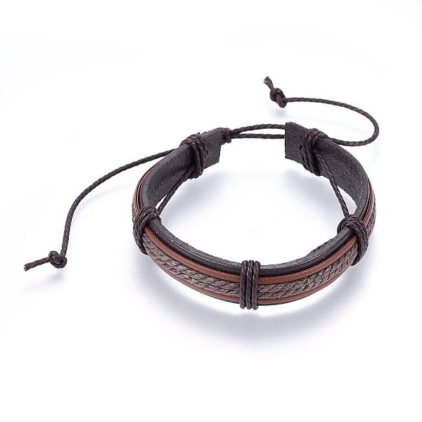 

PandaHall Leather Cord Bracelets, with Waxed Cord, Saddle Brown, 2 inch(5cm)~3-1/8 inch(8cm) Leather Brown