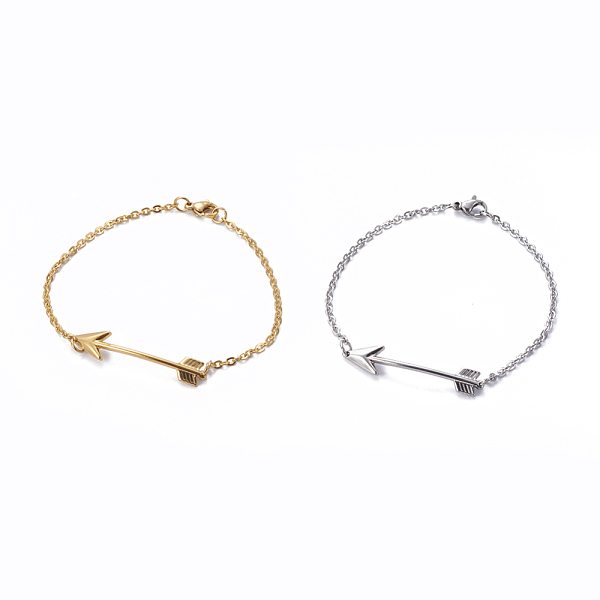 

PandaHall 304 Stainless Steel Link Bracelets, with Cable Chains, Arrow, Mixed Color, 7-7/8 inch(20cm), 2mm 304 Stainless Steel