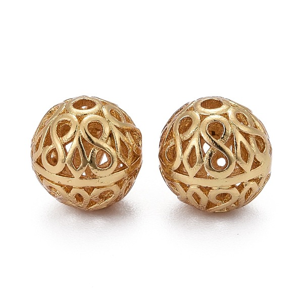 

PandaHall Hollow Brass Beads, Long-Lasting Plated, Round, Real 18K Gold Plated, 3/8 inch(10mm), Hole: 1.6mm Brass Round