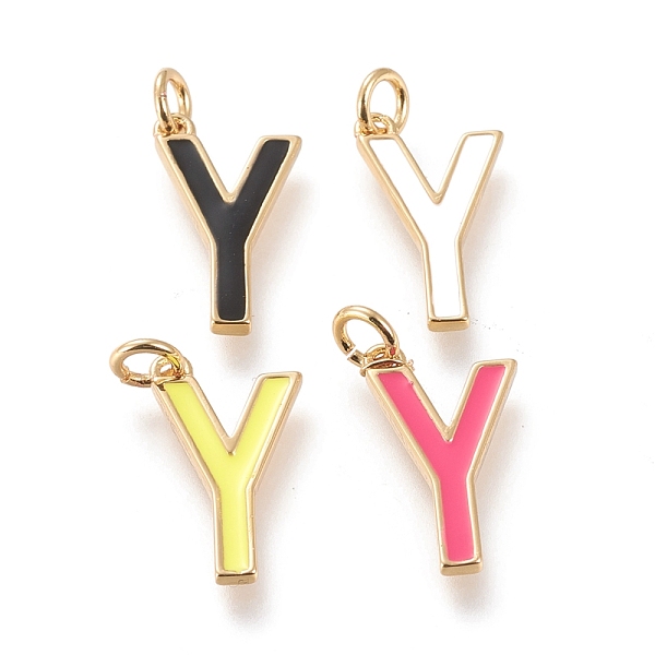 

PandaHall Brass Enamel Pendants, with Jump Ring, Long-Lasting Plated, Real 18K Gold Plated, Letter.Y, Mixed Color, Letter.Y, Y..., Multicolor