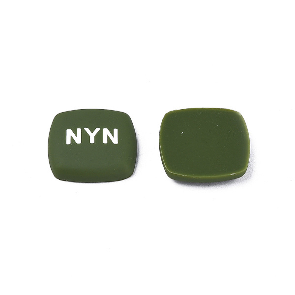 

PandaHall Acrylic Enamel Cabochons, Square with Word NYN, Dark Olive Green, 21x21x5mm Acrylic Square