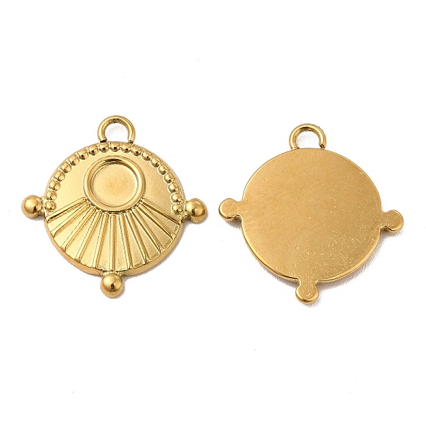 

PandaHall Ion Plating(IP) 304 Stainless Steel Pendant Cabochons Settings, Flat Round, Real 18K Gold Plated, Tray: 4mm , 16.5x16x1.5mm, Hole...