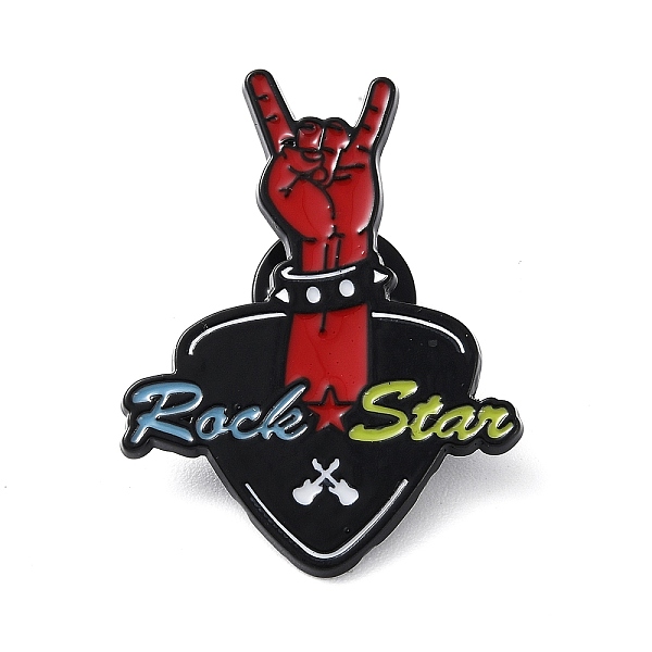 PandaHall Gesture Creative Rock Music Theme Enamel Pins, Black Alloy Badge for Clothes Backpack, FireBrick, 35.5x27x1.4mm Alloy+Enamel Palm...