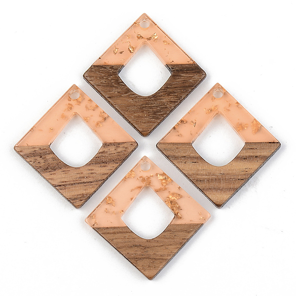 

PandaHall Transparent Resin & Walnut Wood Pendants, with Gold Foil, Rhombus, Dark Turquoise, 27.5x27.5x3mm, Hole: 2mm, Side Length: 19.5mm..., Cyan