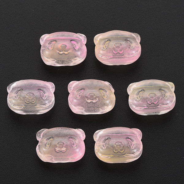 

PandaHall Two Tone Transparent Spray Painted Glass Beads, Bear, PeachPuff, 10x13x8.5mm, Hole: 1mm Glass Bear Brown