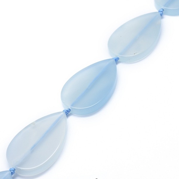 

PandaHall Natural Agate Beads Strands, Dyed, Teardrop, Light Sky Blue, 48.5~49x29.5~30x5.5~7.5mm, Hole: 2mm, about 8pcs/strand, 16.1~16.6...