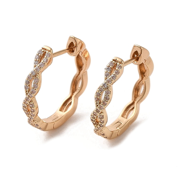 

PandaHall Brass Micro Pave Cubic Zirconia Hoop Earrings, Infinity, Light Gold, 19x3mm Cubic Zirconia Infinity