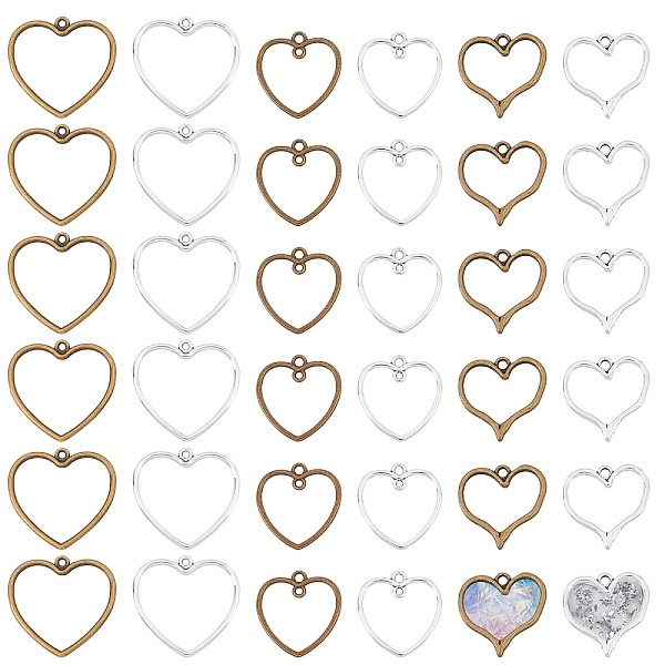 

PandaHall CHGCRAFT 72Pcs 6 Style Alloy Link Pendants, Heart, Mixed Color, 22~28.8x21~29.5x1.5~2mm, 12pcs/style Alloy Heart