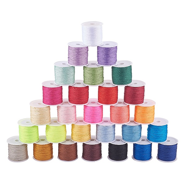 

PandaHall Nylon Thread, Nylon String Jewelry Bead Cord for Custom Woven Jewelry Making, Mixed Color, 0.8mm, about 45m/roll, 28colors..., Multicolor