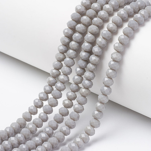 

PandaHall Opaque Solid Color Glass Beads Strands, Faceted, Rondelle, Dark Gray, 8x6mm, Hole: 1mm, about 72pcs/strand, 16.14 inch(41cm) Glass...