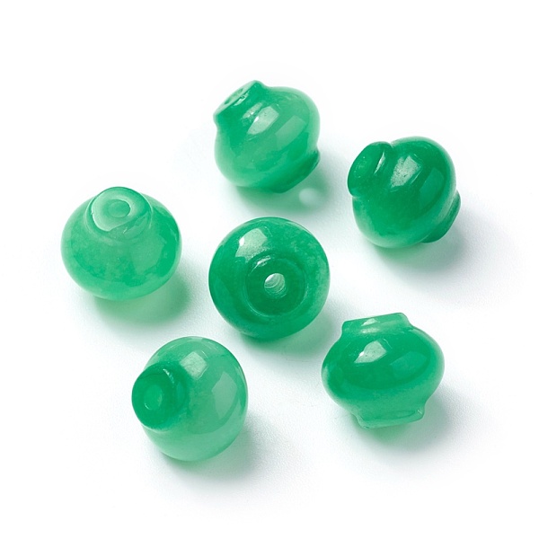 PandaHall Natural White Jade Beads, Dyed, Lantern, Green, 12x11.5mm, Hole: 1.6~2mm White Jade Others Green