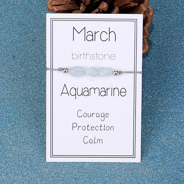 

PandaHall Natural Aquamarine Nuggets Braided Bead Bracelet Aquamarine Nuggets