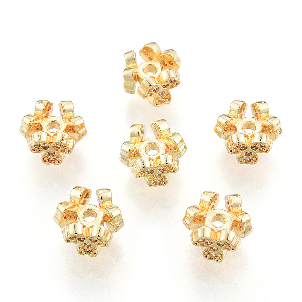 

PandaHall Brass Spacer Beads, with Crystal Rhinestone, Nickel Free, Flower, Real 18K Gold Plated, 8x9x6mm, Hole: 1.5mm Brass+Rhinestone..., Clear