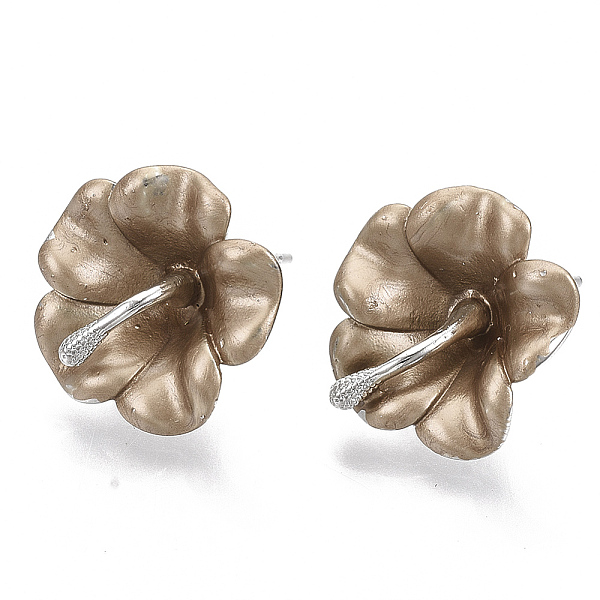 

PandaHall Spray Painted Alloy Stud Earring Findings, with Stainless Steel Pins and Loop, Flower, Platinum, Camel, 18x18mm, Hole: 1.4mm, Pin..., Brown