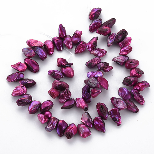 

PandaHall Natural Keshi Pearl Beads Strands, Cultured Freshwater Pearl, Dyed, Nuggets, Medium Violet Red, 8~17x6~12x3~7mm, Hole: 0.5mm...