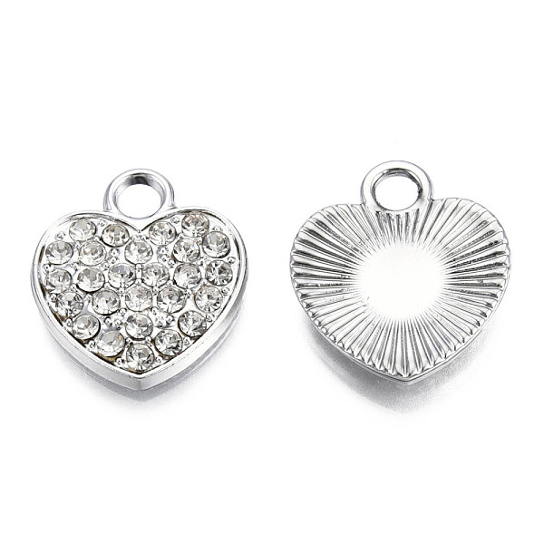 

PandaHall Alloy Rhinestone Pendants, Heart, Crystal, Platinum, 17x15x3mm, Hole: 3mm Alloy+Rhinestone Heart Clear