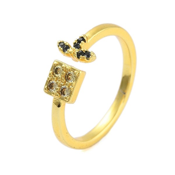 Square Cubic Zirconia Open Cuff Rings