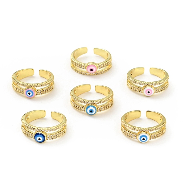 

PandaHall Enamel Evil Eye Open Cuff Ring with Cubic Zirconia, Real 18K Gold Plated Brass Jewelry for Women, Cadmium Free & Lead Free, Mixed..., Multicolor