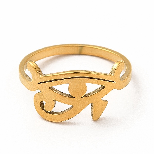 

PandaHall 304 Stainless Steel Eye of Horus Finger Ring for Women, Golden, Inner Diameter: 17.8mm 304 Stainless Steel