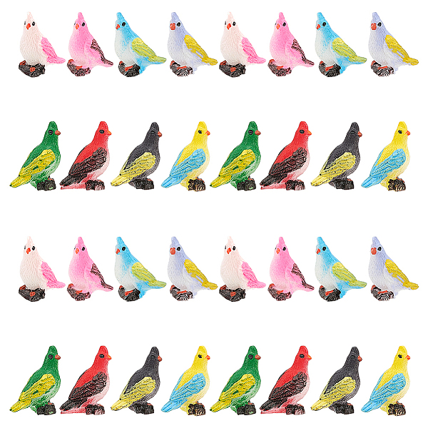 8pcs 8 Styles Synthetic Resin Parrot Display Decorations