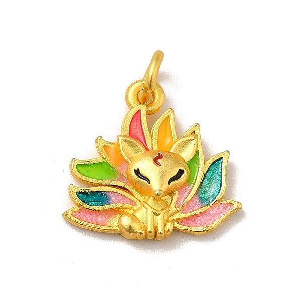 

PandaHall Rack Plating Alloy Enamel Pendants, Cadmium Free & Lead Free, with Jump Ring, Matte Gold Color, Fox, Colorful, 16x17.5x4mm, Jump...