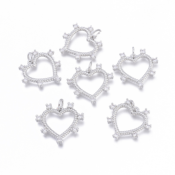 

PandaHall Brass Micro Pave Cubic Zirconia Pendants, Long-Lasting Plated, Cadmium Free & Lead Free & Nickel Free, Textured, Heart, Clear...
