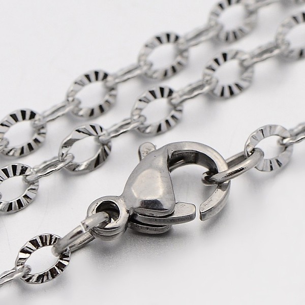 

PandaHall 304 Stainless Steel Cable Chain Necklaces, with Lobster Claw Clasps, Stainless Steel Color, 19.7 inch(50cm), 3mm 304 Stainless...