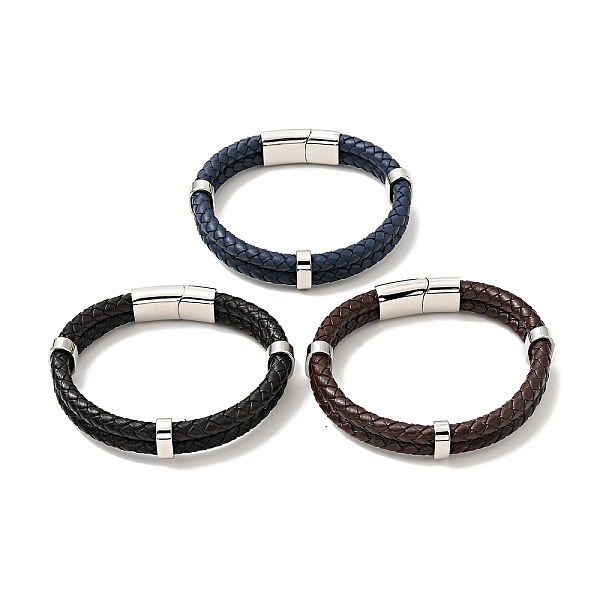 

PandaHall Leather Braided Double Loops Multi-strand Bracelet with 304 Stainless Steel Magneti Clasp for Men Women, Mixed Color, 8-5/8 inch..., Multicolor