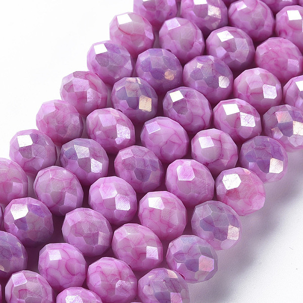 

PandaHall Opaque Baking Painted Glass Beads Strands, Faceted, Rondelle, Orchid,10x8mm, Hole: 1.5mm, about 63pcs/strand, 21.06 inch~21.26..., Purple