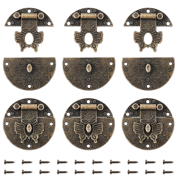 PandaHall SUPERFINDINGS Alloy Box Lock Catch Clasps, Jewelry Box Latch Hasp Lock Clasps, with Screws, Cadmium Free & Lead Free, Flat Round... PandaHall SUPERFINDINGS Alloy Box Lock Catch Clasps, Jewelry Box Latch Hasp Lock Clasps, with Screws, Cadmium Free & Lead Free, Flat Round...