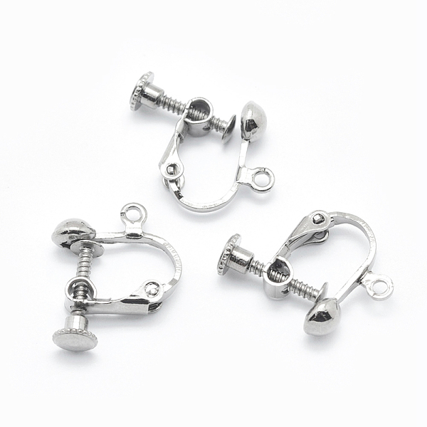 

PandaHall Brass Screw On Clip-on Earring Findings, Spiral Ear Clip, For Non-Pierced Ears, Platinum, 18x14x3mm, Hole: 1.6mm Brass