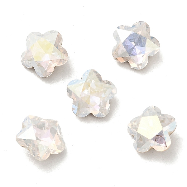 

PandaHall K9 Glass Rhinestone Cabochons, Pointed Back & Back Plated, Faceted, Plum Blossom, Crystal, 12x6mm Glass Rhinestone Flower Clear