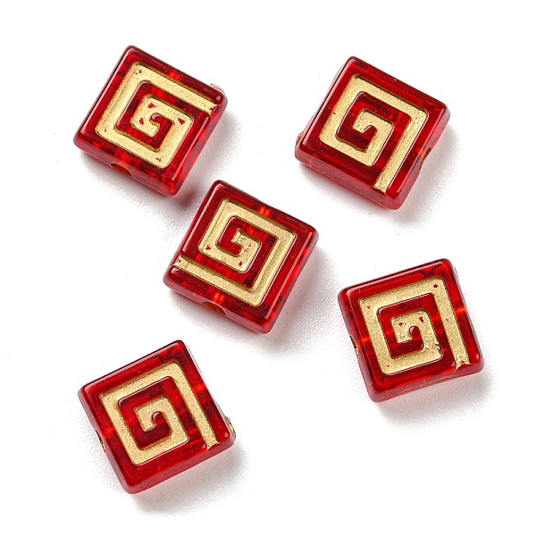 

PandaHall Plating Transparent Acrylic Beads, Golden Metal Enlaced, Square, Red, 8.5x8.5x3.5mm, Hole: 1.6mm, 690pcs/500g Acrylic Square Red