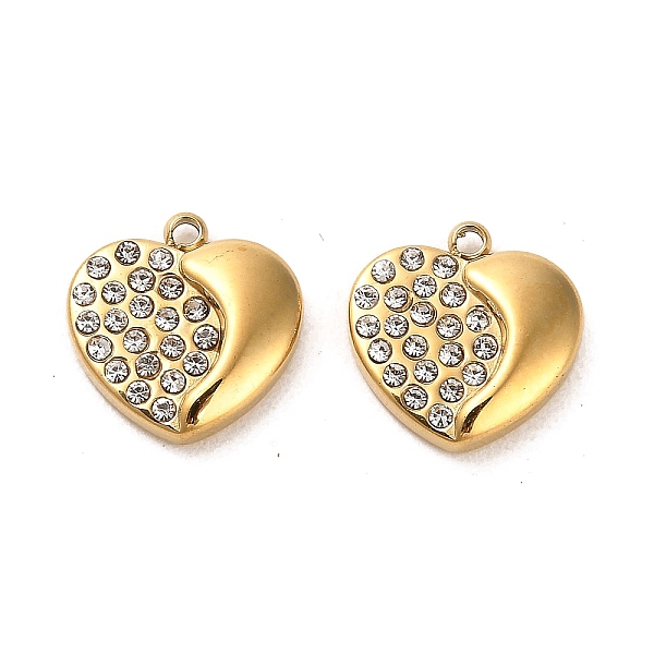 

PandaHall Real 14K Gold Plated 304 Stainless Steel Charms, with Rhinestone, Heart, Crystal, 13.5x13x3.5mm, Hole: 1.4mm Stainless..., Clear