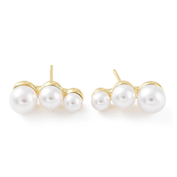 

PandaHall Rack Plating Brass Stud Earrings for Women, with Plastic Pearl, Long-Lasting Plated, Lead Free & Cadmium Free, Real 18K Gold..., White