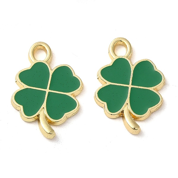 

PandaHall Alloy Enamel Pendants, Clover Charm, Light Gold, Green, 19x13x13mm, Hole: 2.5x2mm Alloy+Enamel Clover Green