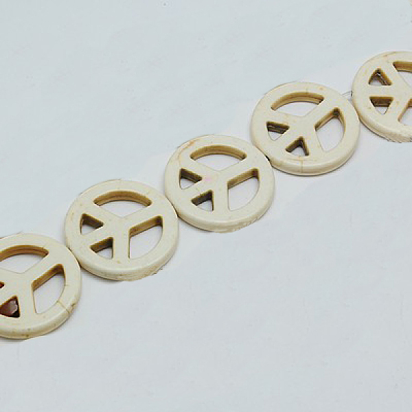 

PandaHall Synthetic Turquoise Beads Strands, Dyed, Peace Sign, Beige, 15x4mm, Hole: 1mm, about 26pcs/strand, about 15 inch Synthetic..., Yellow