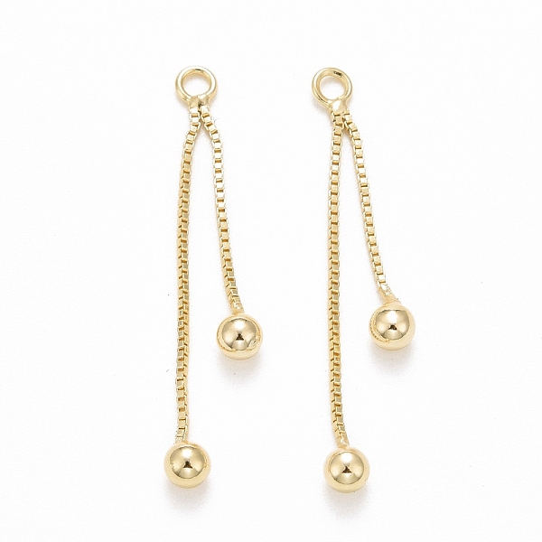 

PandaHall Rack Plating Brass Tassel Pendants, with Double Ball, Cadmium Free & Lead Free, Long-Lasting Plated, Real 14K Gold Plated, 38mm...