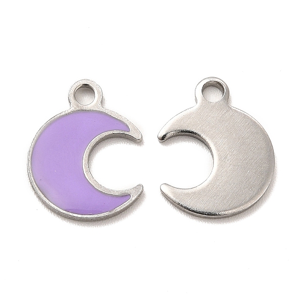 

PandaHall 304 Stainless Steel Enamel Pendants, Moon Charm, Stainless Steel Color, 12.5x10x1mm, Hole: 1.6mm Stainless Steel+Enamel Moon..., Purple