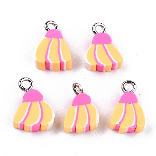 

PandaHall Handmade Polymer Clay Charms, with Platinum Tone Iron Findings, Banana, Yellow, 13~14x10~11x5mm, Hole: 1.8mm Polymer Clay Fruit...