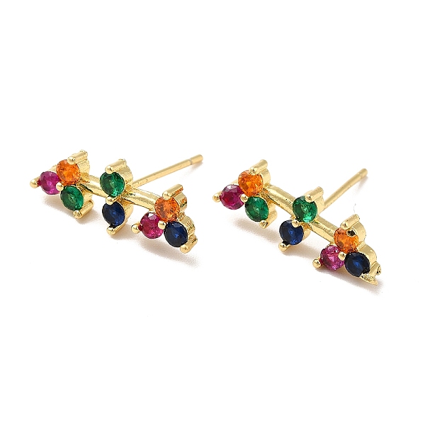 

PandaHall Colorful Cubic Zirconia Bar Shape Stud Earrings, Brass Jewelry for Women, Cadmium Free & Nickel Free & Lead Free, Real 18K Gold...