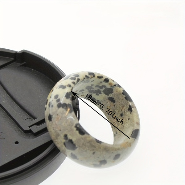 

PandaHall Natural Dalmatian Jasper Plain Band Rings Dalmatian Jasper Flat