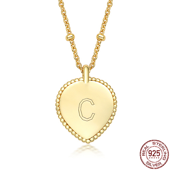 

PandaHall 925 Sterling Silver Satellite Chains Pendant Necklaces, Heart, Golden, Letter C, 15.75 inch(40cm) Sterling Silver Letter C