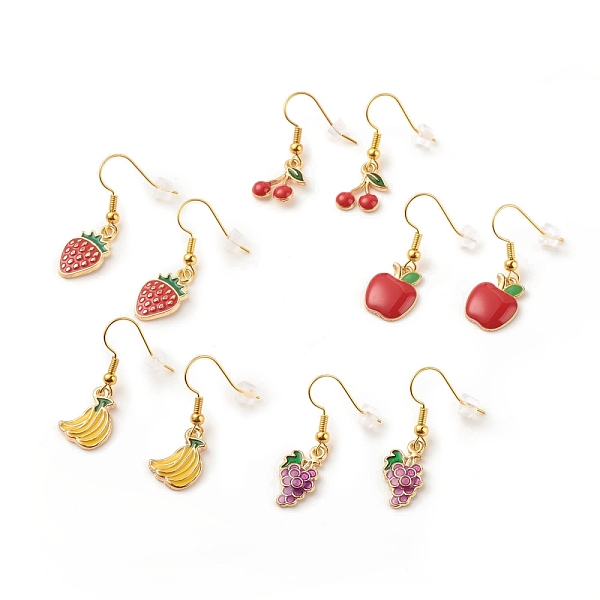 

PandaHall Alloy Fruits Dangle Earrings with Enamel, Brass Jewelry for Women, Mixed Color, 29~34mm, Pin: 0.9mm Alloy Multicolor