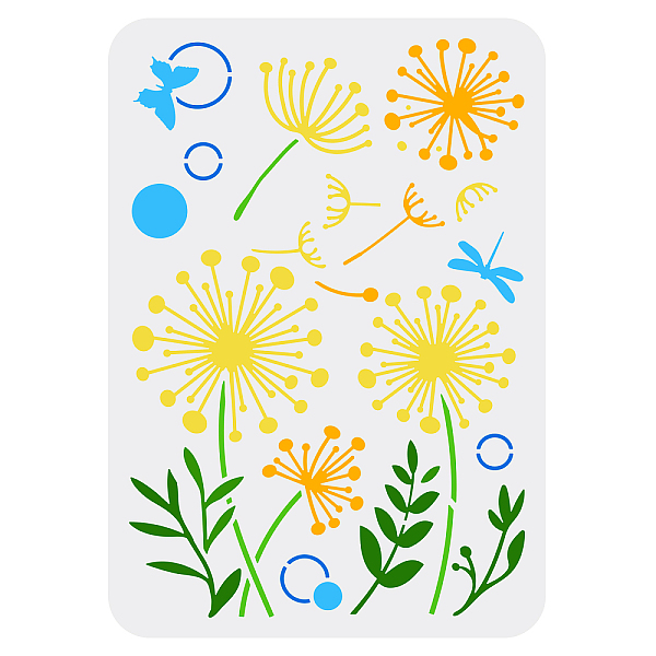 

PandaHall FINGERINSPIRE Dandelion Stencil 11.7x8.3 inch Flowers Butterfly Stencils Plastic Floral Leaves Dragonfly Pattern Template Reusable...
