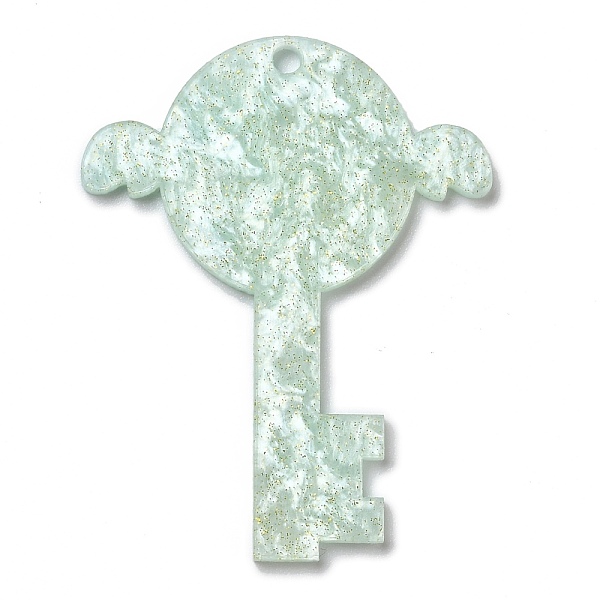 

PandaHall Acrylic Big Pendants, with Glitter Powder, for DIY Making Keychain, Key, Light Green, 59.5x46x2mm, Hole: 3mm Acrylic Key