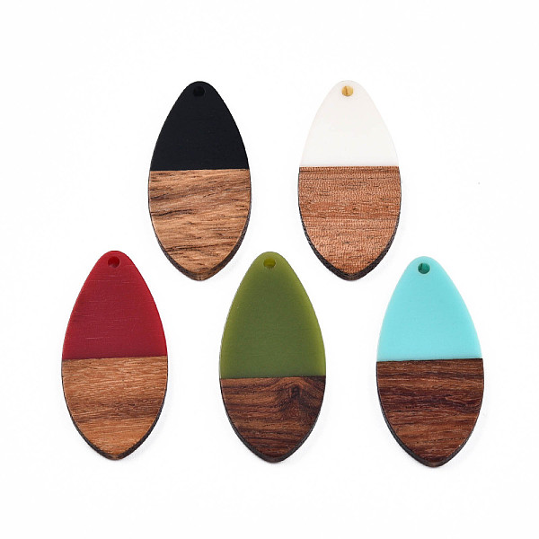 

PandaHall Opaque Resin & Walnut Wood Pendants, Teardrop Shape Charm, Mixed Color, 38x18x3mm, Hole: 2mm Resin+Wood Teardrop Multicolor